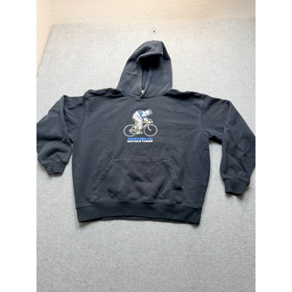 Michelin Bicycle Tyres Bibendum Graphic Hoodie Mens Large Black Pullover